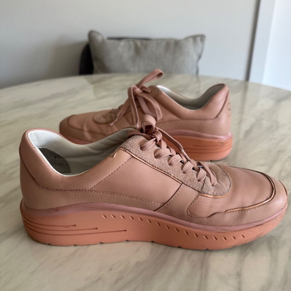 Stuart Weitzman Jaqi Leather Sneakers Size 10 - Picture 4 of 13